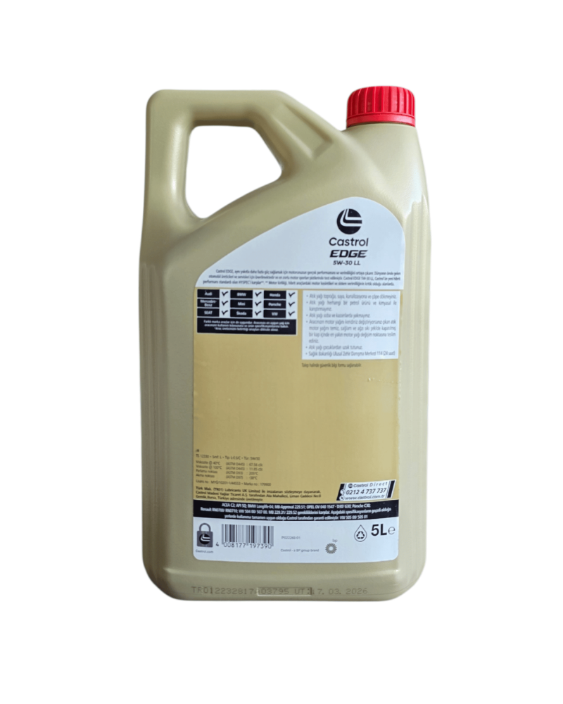 Castrol Edge 5w30 5 LT Tam Sentetik Yüksek Performanslı Motor Yağı