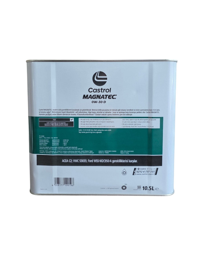 Castrol Magnatec 0W-30 10,5 LT Tam Sentetik Motor Yağı
