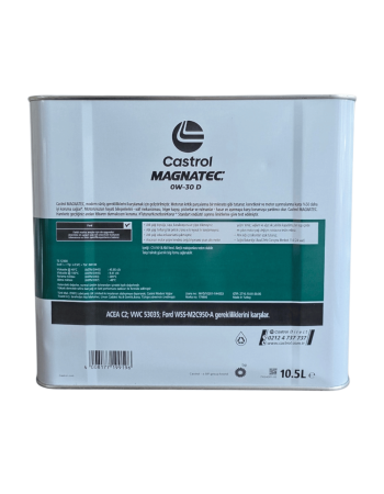 Castrol Magnatec 0W30 10,5 LT Tam Sentetik Motor Yağı