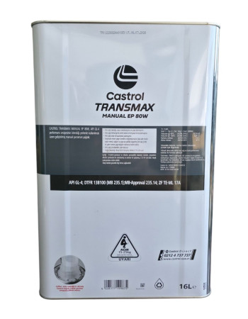 Castrol Transmax Manual EP 80W 16 LT Manuel Şanzıman Yağı