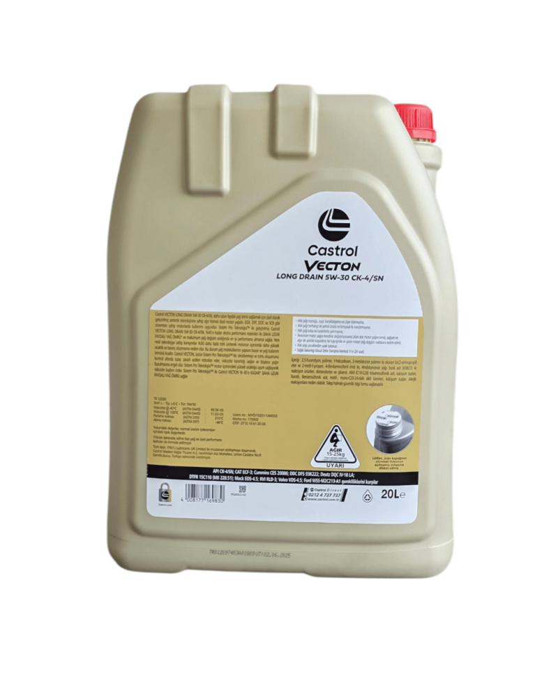 Castrol Vecton Long Drain 5W30 CK-4/SN 20 LT Tam Sentetik Motor Yağı