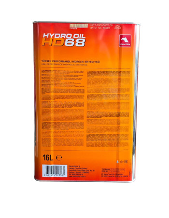 Petrol Ofisi Hydro Oil HD 68 16 L Yüksek Performanslı Hidrolik Sistem Yağı
