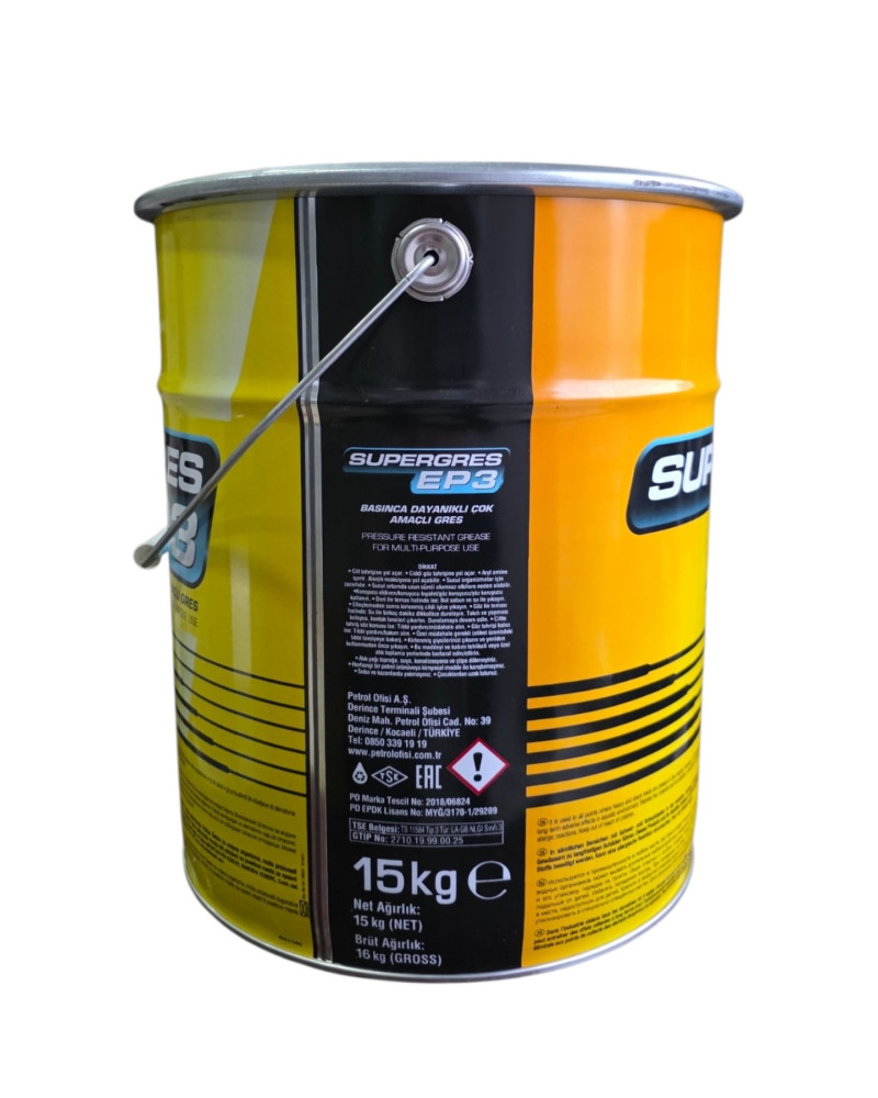 Petrol Ofisi Süper Gres EP 3 15 KG (Extreme Pressure) Katkılı Lityum Sabunlu Gres Yağı