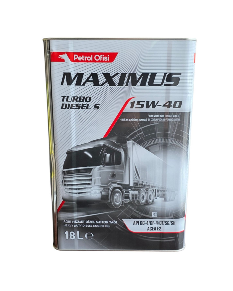 Petrol Ofisi Maximus Turbo Diesel S 15W40 18 LT Yüksek Performanslı Motor Yağı