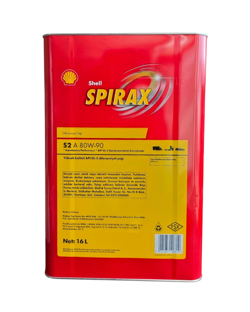Shell Spirax S2 A 80W-90 16 LT Diferansiyel ve Şanzıman Yağı
