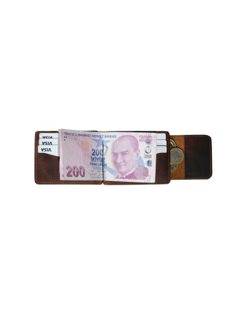 Milano %100 Hakiki Full Grain Deri Para Klipsli Erkek Kartlık – 8 Kart Bölmeli