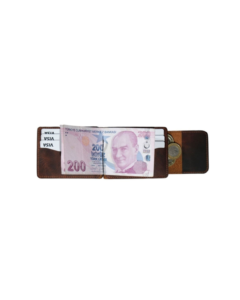 Milano %100 Hakiki Full Grain Deri Para Klipsli Erkek Kartlık – 8 Kart Bölmeli